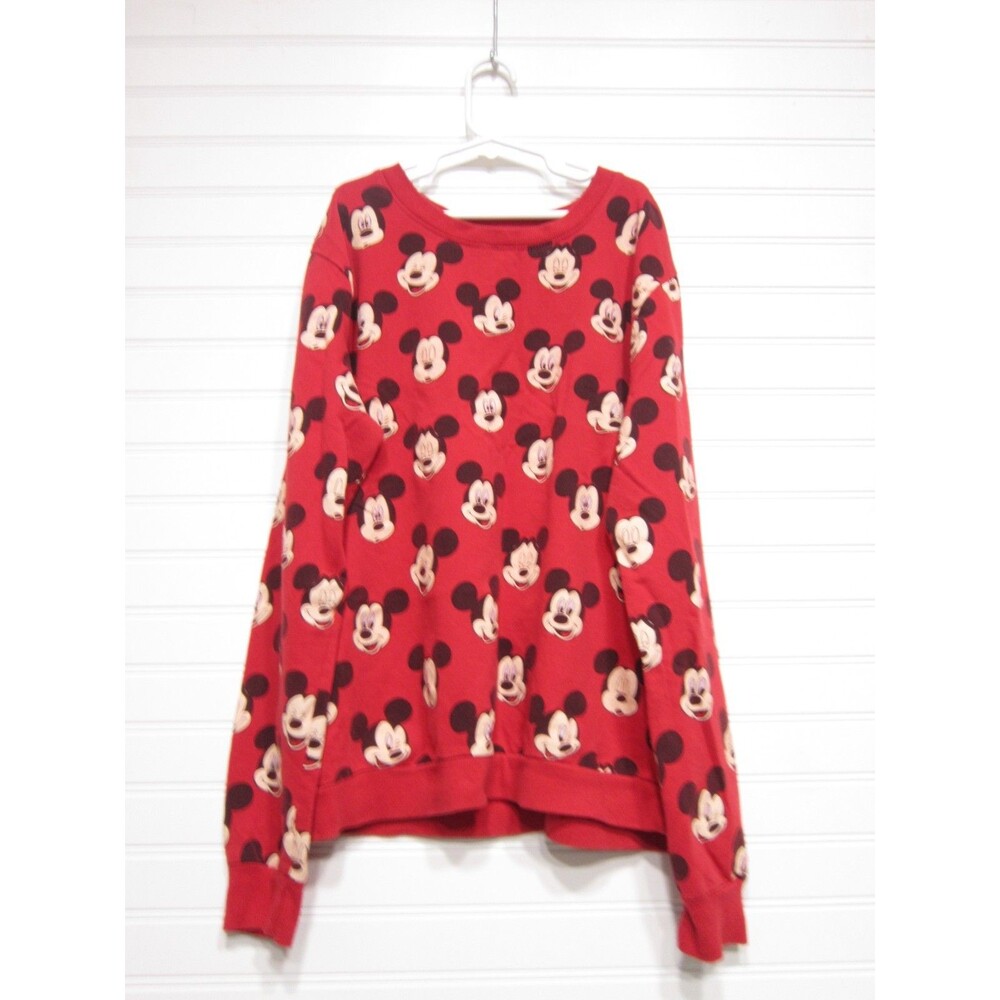 Disney Red Mickey Mouse Pullover Long Sleeve Shirt Size M